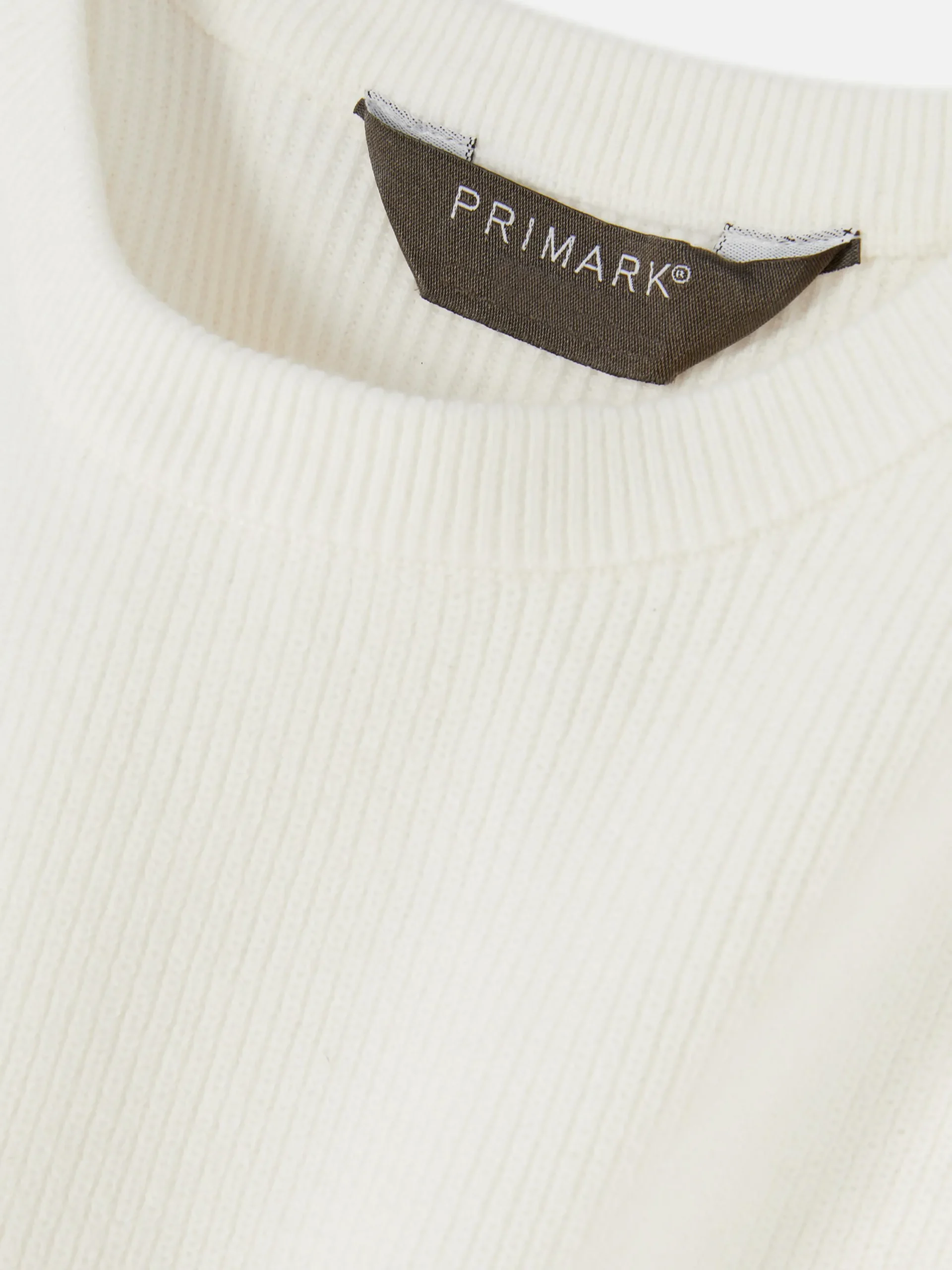 Pulls Et Gilets|Primark Pull Côtelé à Col Ras-du-cou Écru