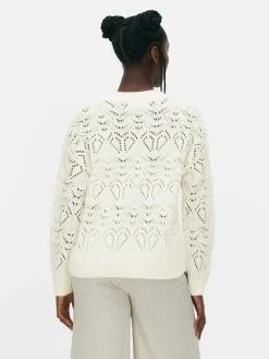 Pulls Et Gilets|Primark Pull En Maille Ajourée à Col Ras-du-cou Ivoire