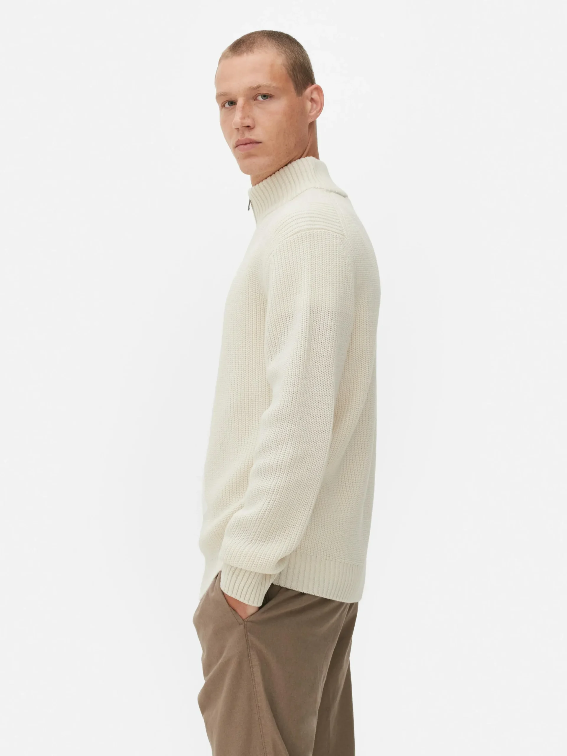 Pulls Et Gilets|Primark Pull En Maille Côtelée à Col Zippé Écru