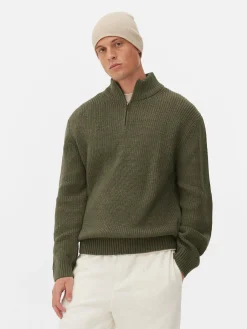 Pulls Et Gilets|Primark Pull En Maille Côtelée à Col Zippé Vert