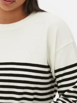 Pulls Et Gilets|Primark Pull En Maille Fine à Col Ras-du-cou Blanc/Noir