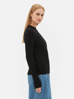Pulls Et Gilets|Primark Pull En Maille Torsadée à Col Montant Noir