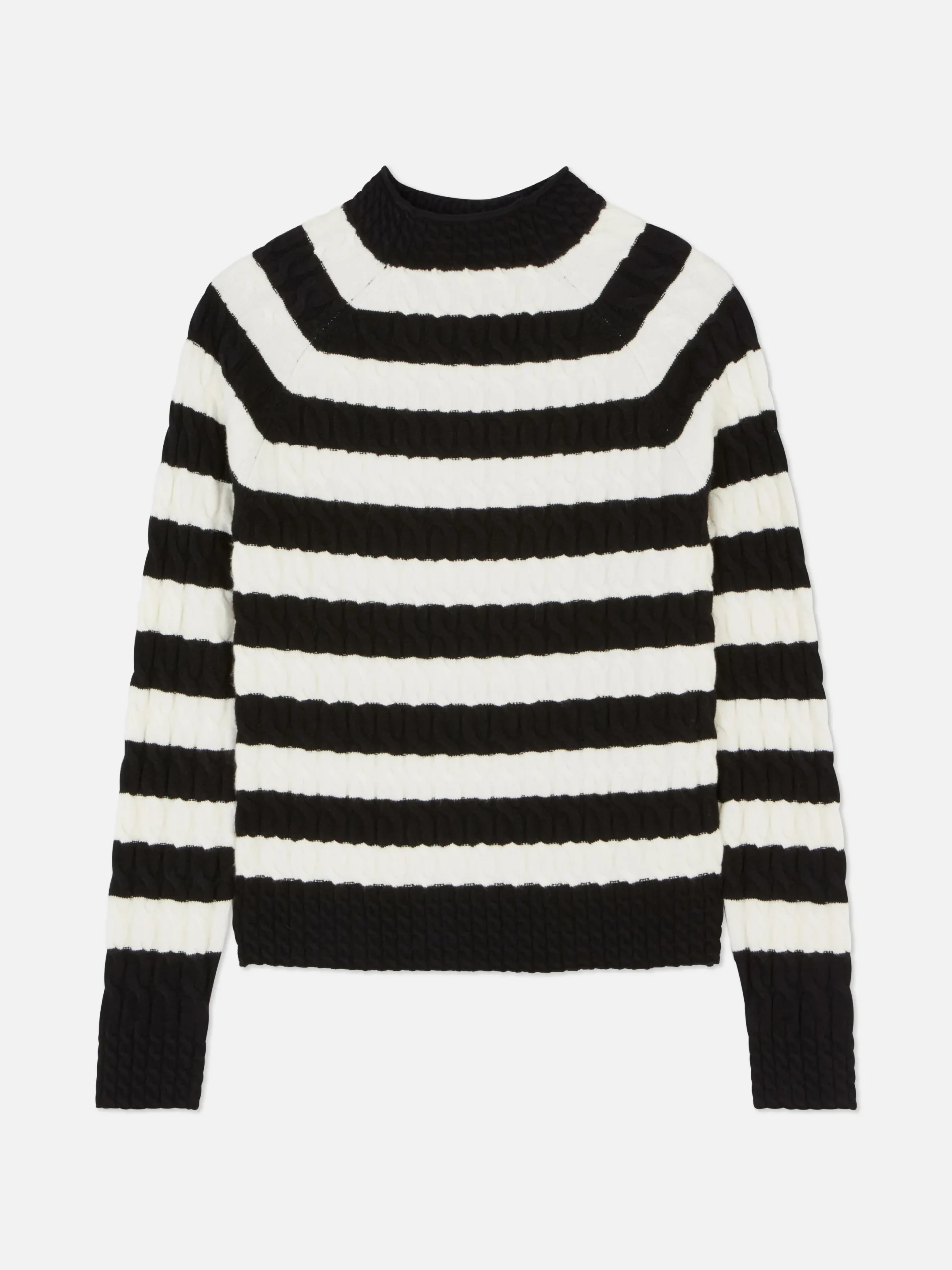 Pulls Et Gilets|Primark Pull En Maille Torsadée à Col Montant Noir/Blanc
