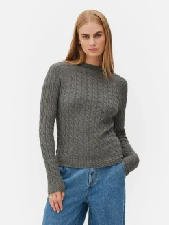 Pulls Et Gilets|Primark Pull En Maille Torsadée à Col Montant Gris foncé
