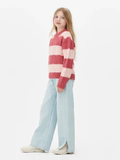 Pulls Et Gilets|Primark Pull En Maille Torsadée à Rayures Rose foncé