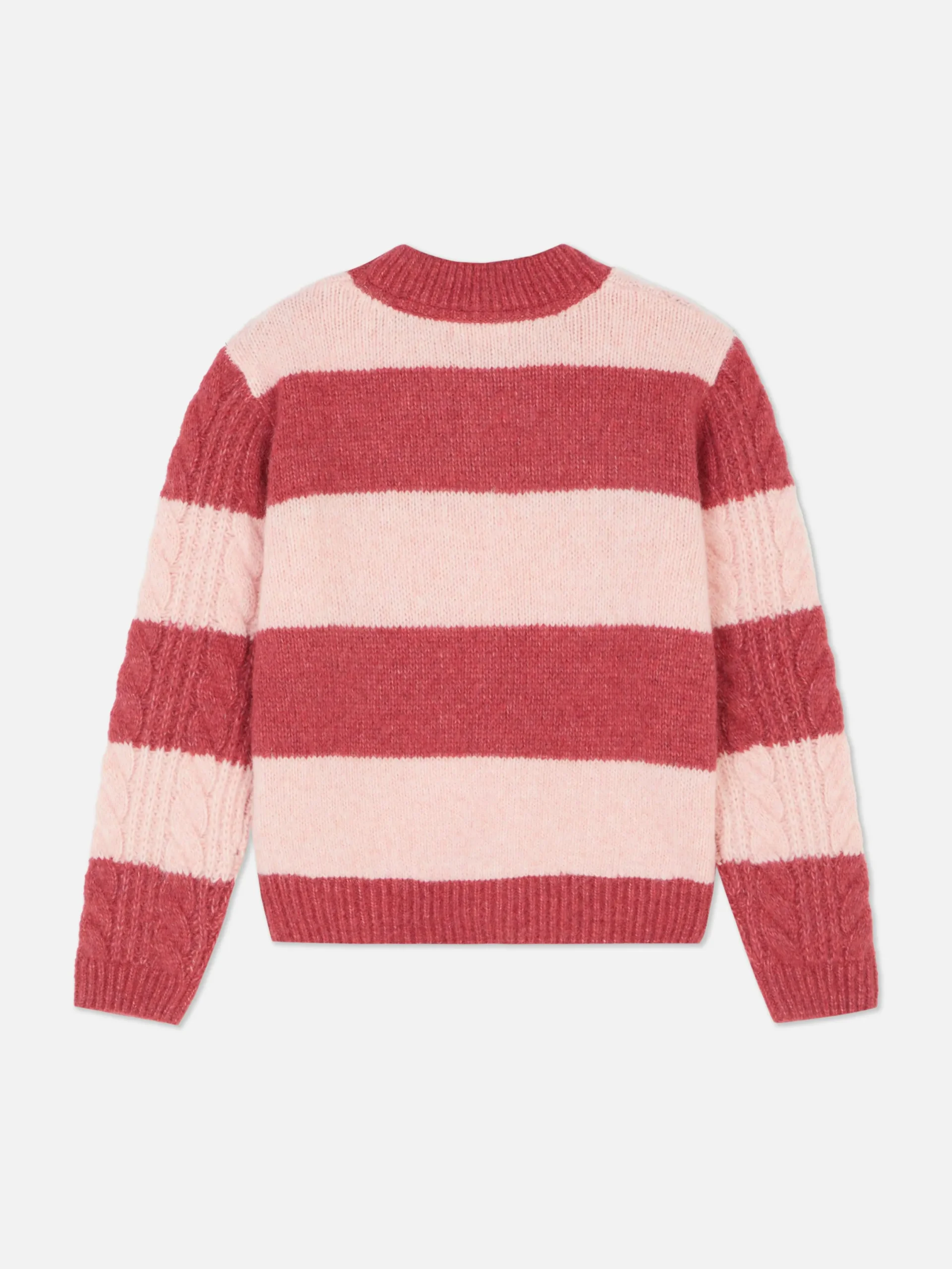 Pulls Et Gilets|Primark Pull En Maille Torsadée à Rayures Rose foncé