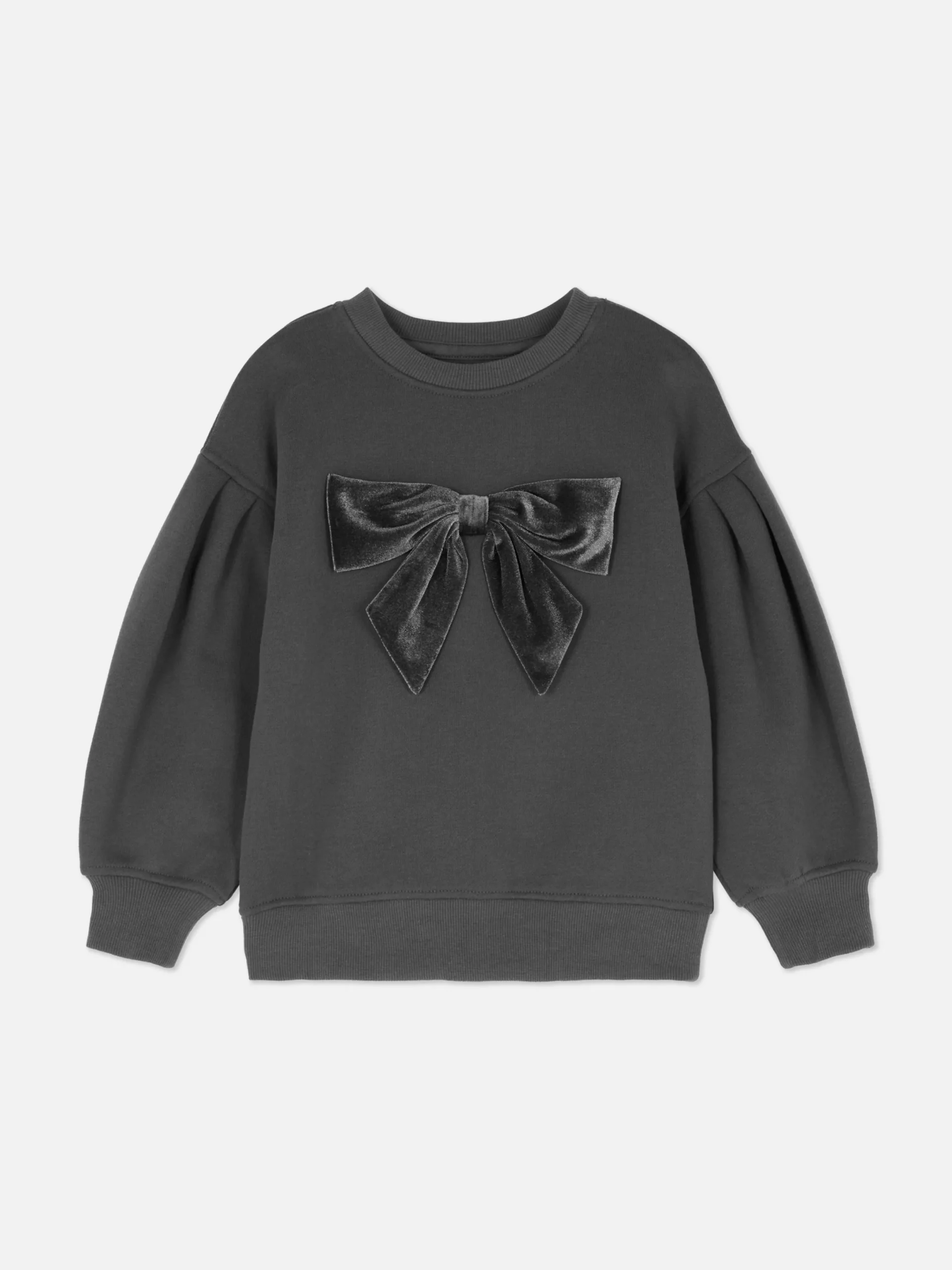 Sweats À Capuche Et Sweat-Shirts|Primark Pull En Velours à Manches Bouffantes Avec Nœud Anthracite
