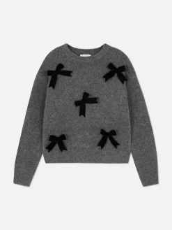 Pulls Et Gilets|Primark Pull En Velours Orné De Nœuds Anthracite