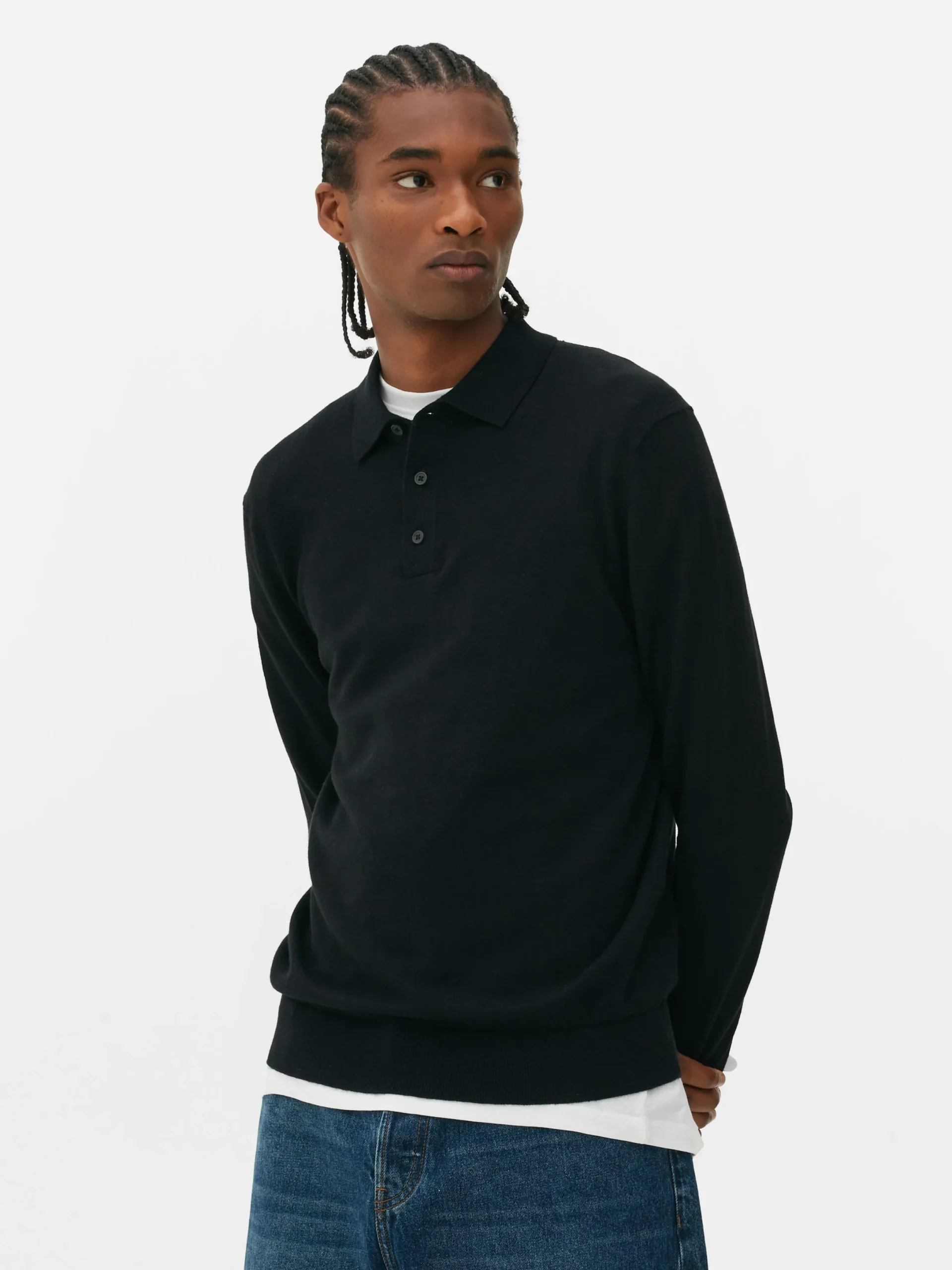 Pulls Et Gilets|Primark Pull Polo à Manches Longues Noir