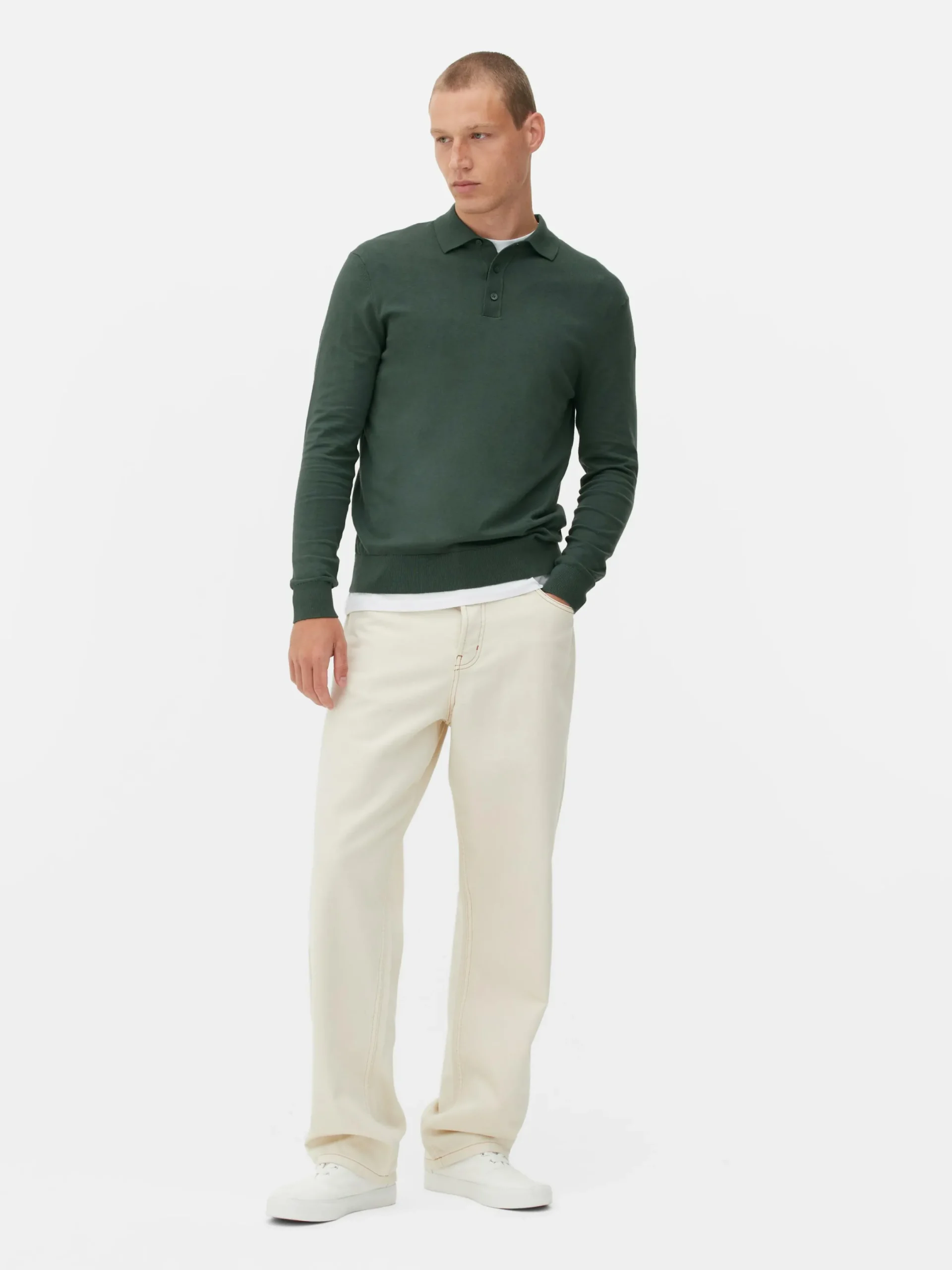 Pulls Et Gilets|Primark Pull Polo à Manches Longues Vert