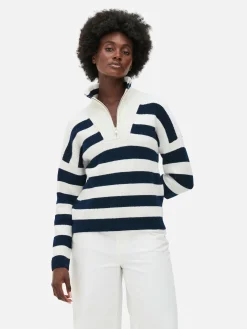 Pulls Et Gilets|Primark Pull Tricoté à Encolure Zippée Bleu marine