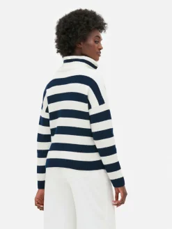 Pulls Et Gilets|Primark Pull Tricoté à Encolure Zippée Bleu marine