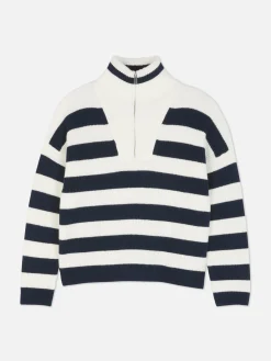 Pulls Et Gilets|Primark Pull Tricoté à Encolure Zippée Bleu marine