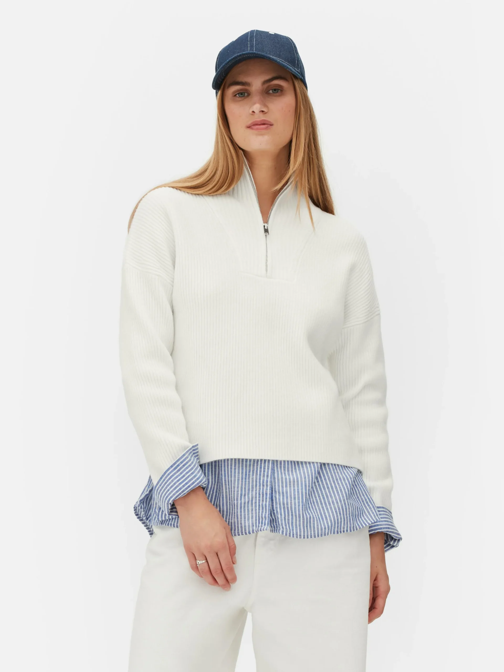 Pulls Et Gilets|Primark Pull Tricoté à Encolure Zippée Blanc