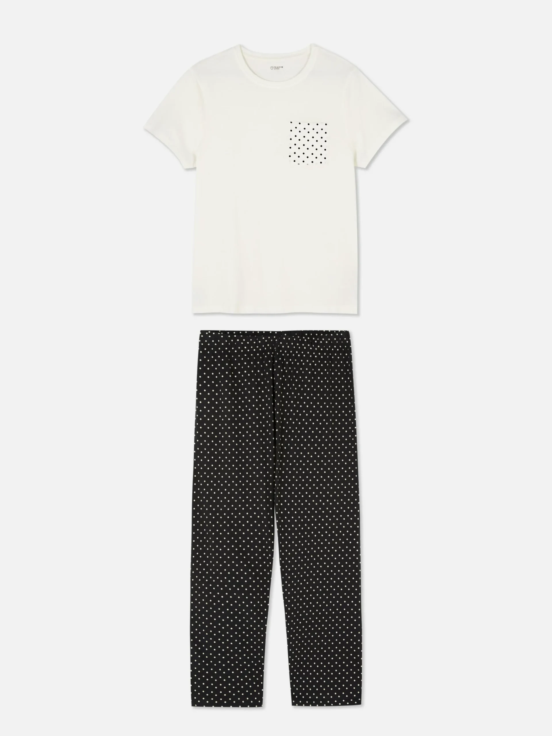 Ensembles Pyjamas|Primark Pyjama à Manches Courtes Blanc/Noir