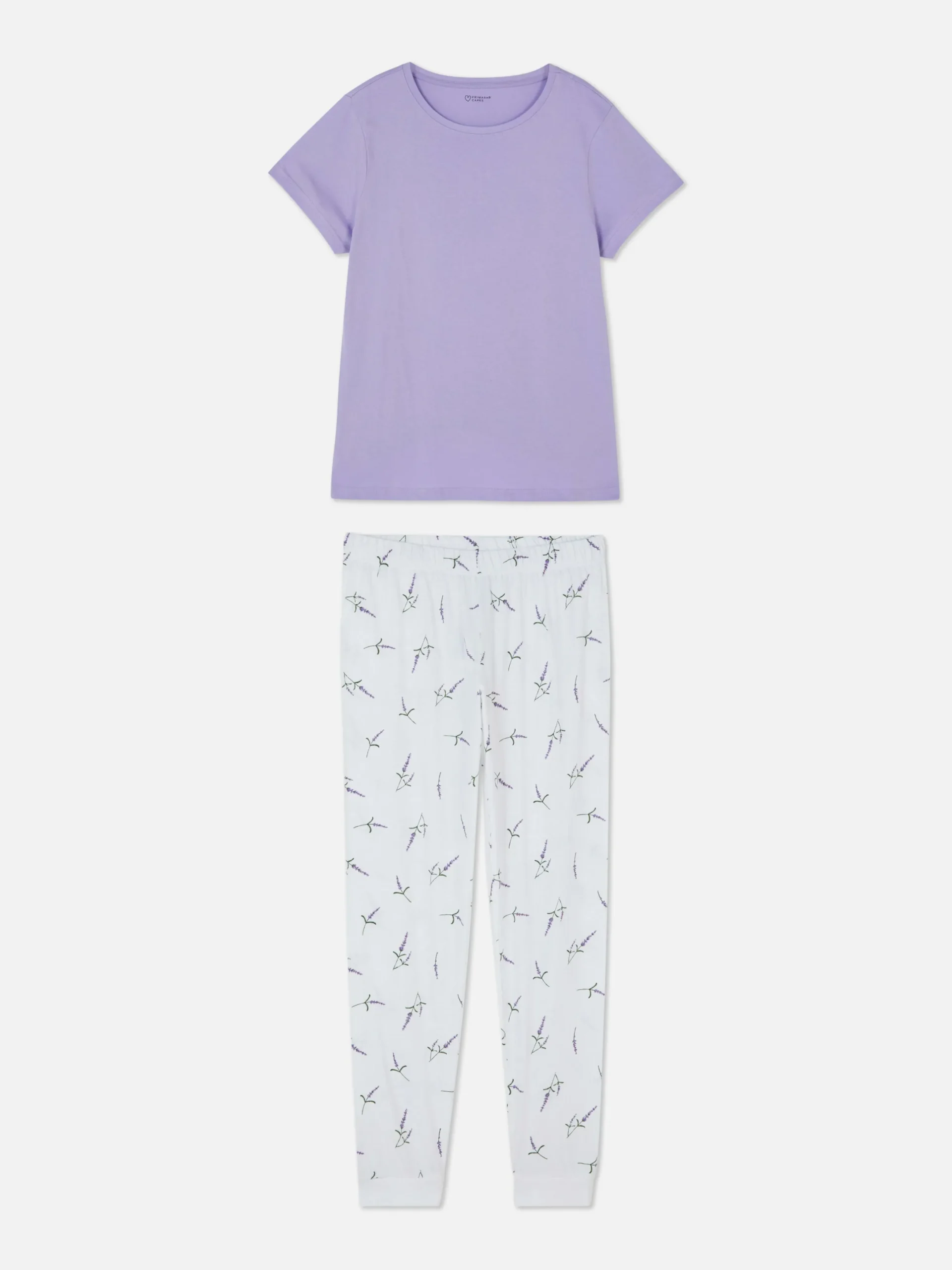 Ensembles Pyjamas|Primark Pyjama à Manches Courtes En Jersey Imprimé Bleu lavande