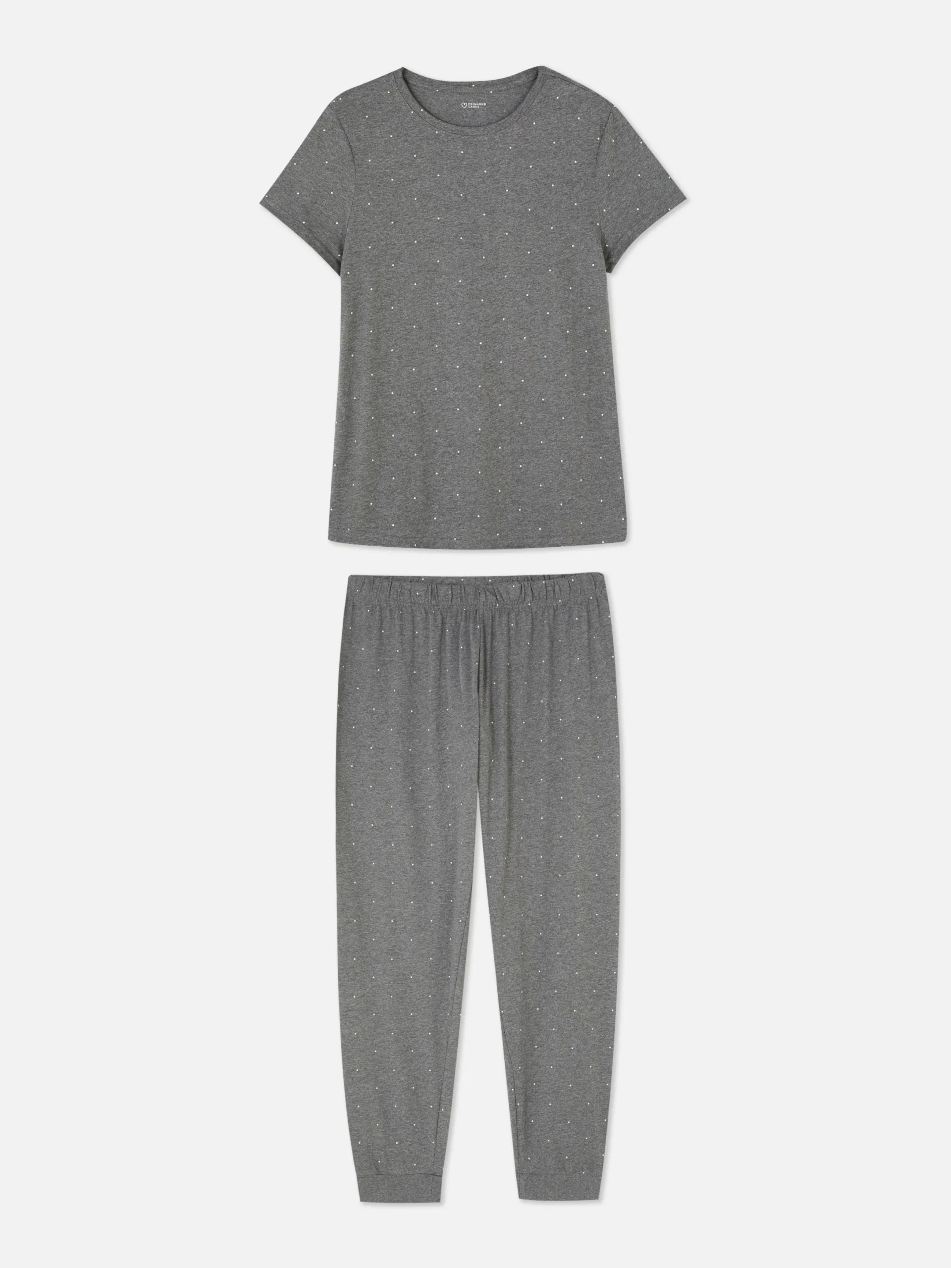 Ensembles Pyjamas|Primark Pyjama à Manches Courtes En Jersey Imprimé Anthracite