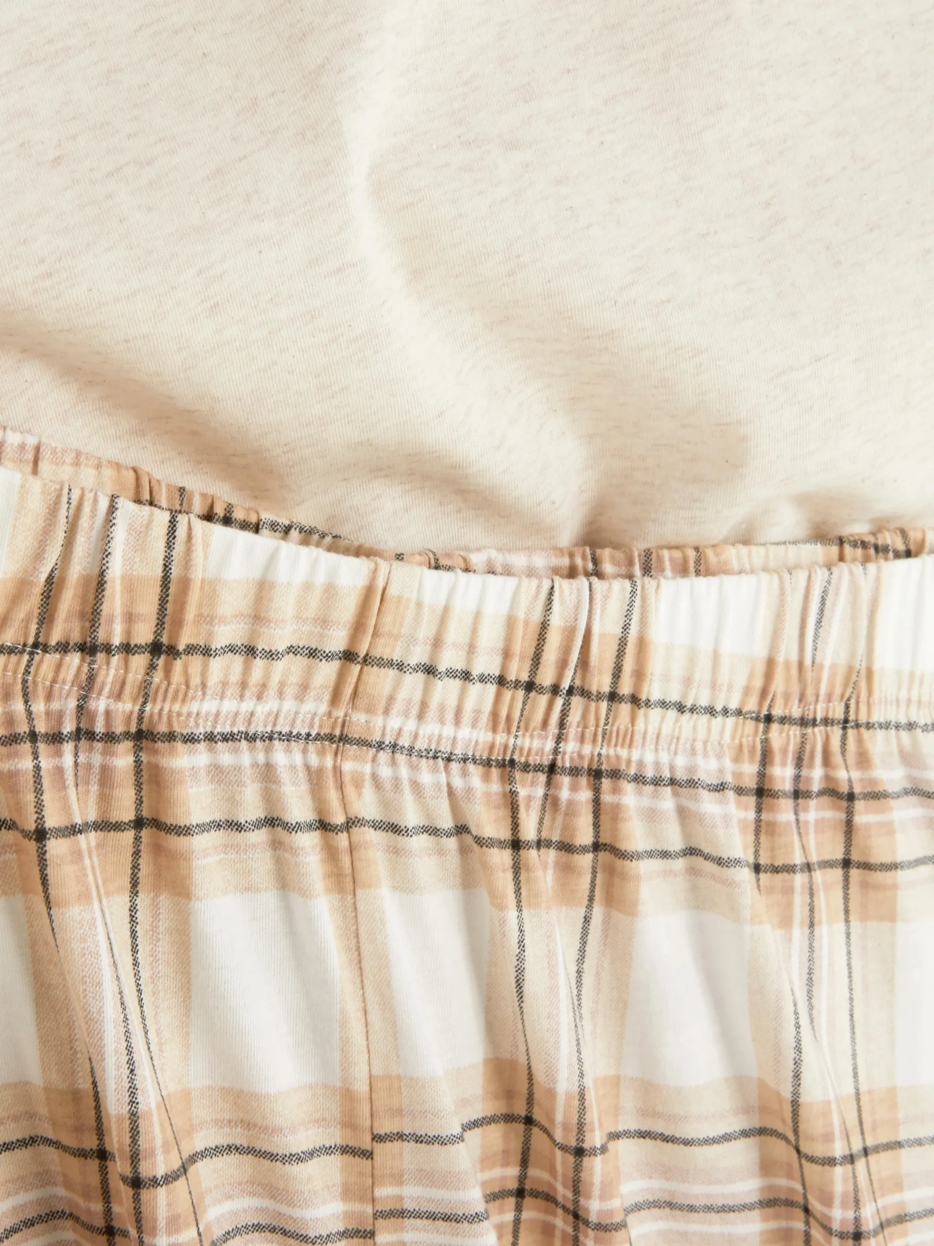 Ensembles Pyjamas|Primark Pyjama à Manches Courtes Et à Motif écossais Écru