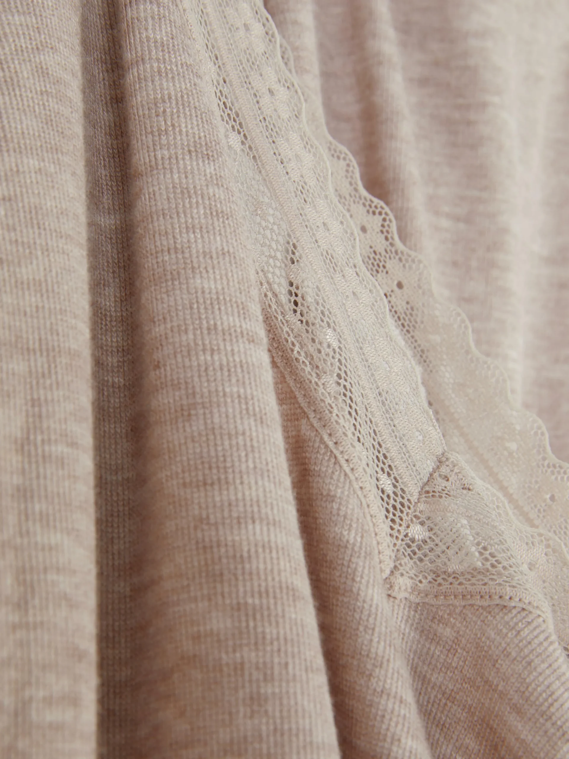 Ensembles Pyjamas|Primark Pyjama à Manches Longues Avec Finitions En Dentelle Moka