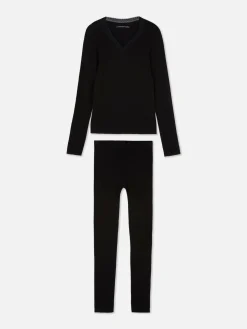 Ensembles Pyjamas|Primark Pyjama à Manches Longues Avec Finitions En Dentelle Noir
