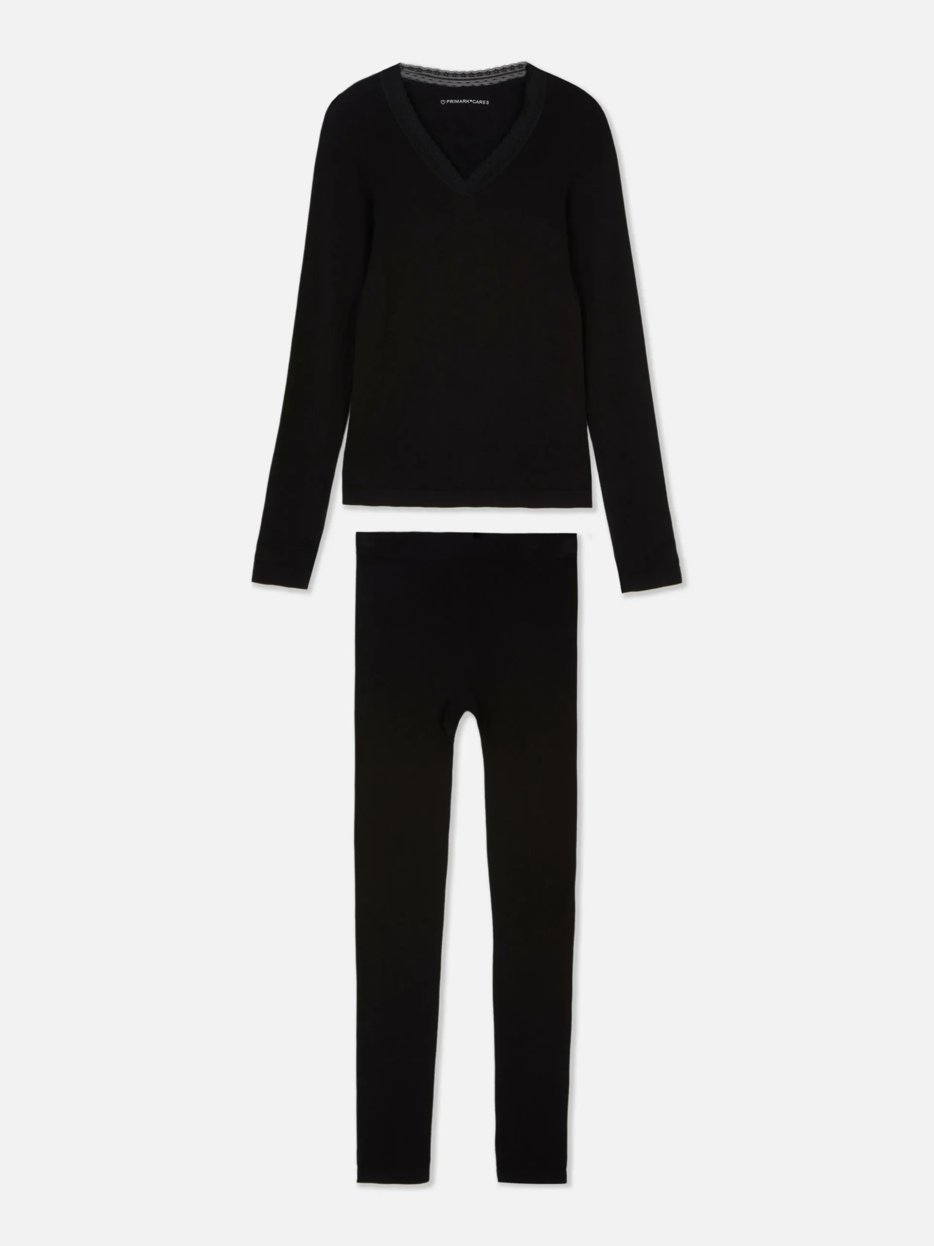 Ensembles Pyjamas|Primark Pyjama à Manches Longues Avec Finitions En Dentelle Noir