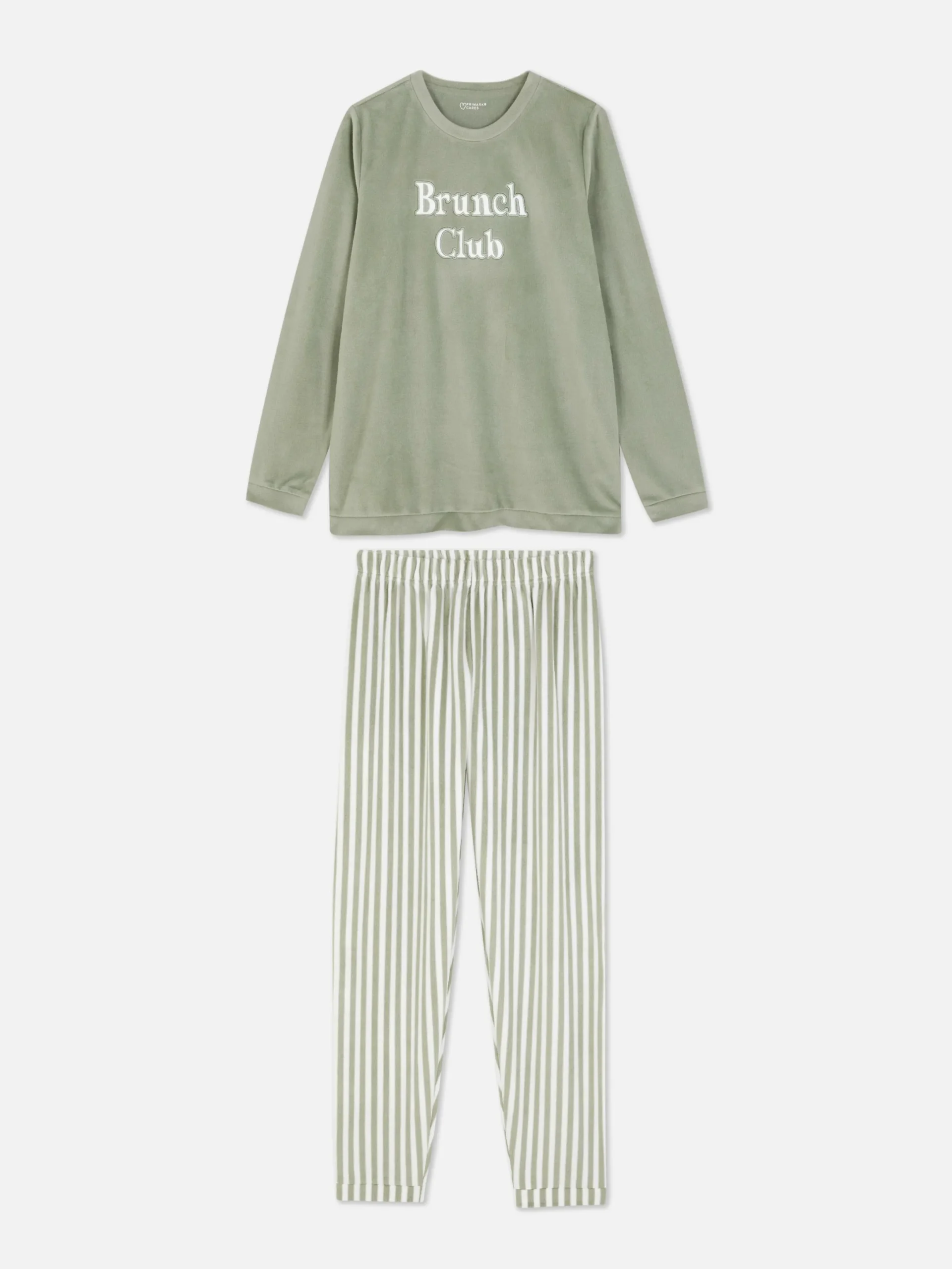 Ensembles Pyjamas|Primark Pyjama à Manches Longues Et à Message Kaki