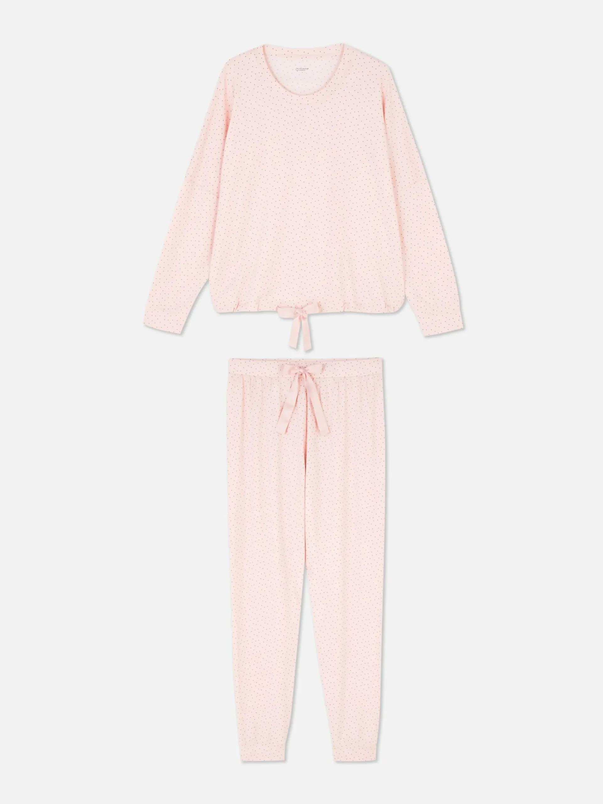 Ensembles Pyjamas|Primark Pyjama à Manches Longues Et Détail Nœud Rose clair