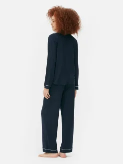 Ensembles Pyjamas|Primark Pyjama Boyfriend En Jersey à Manches Longues Bleu marine