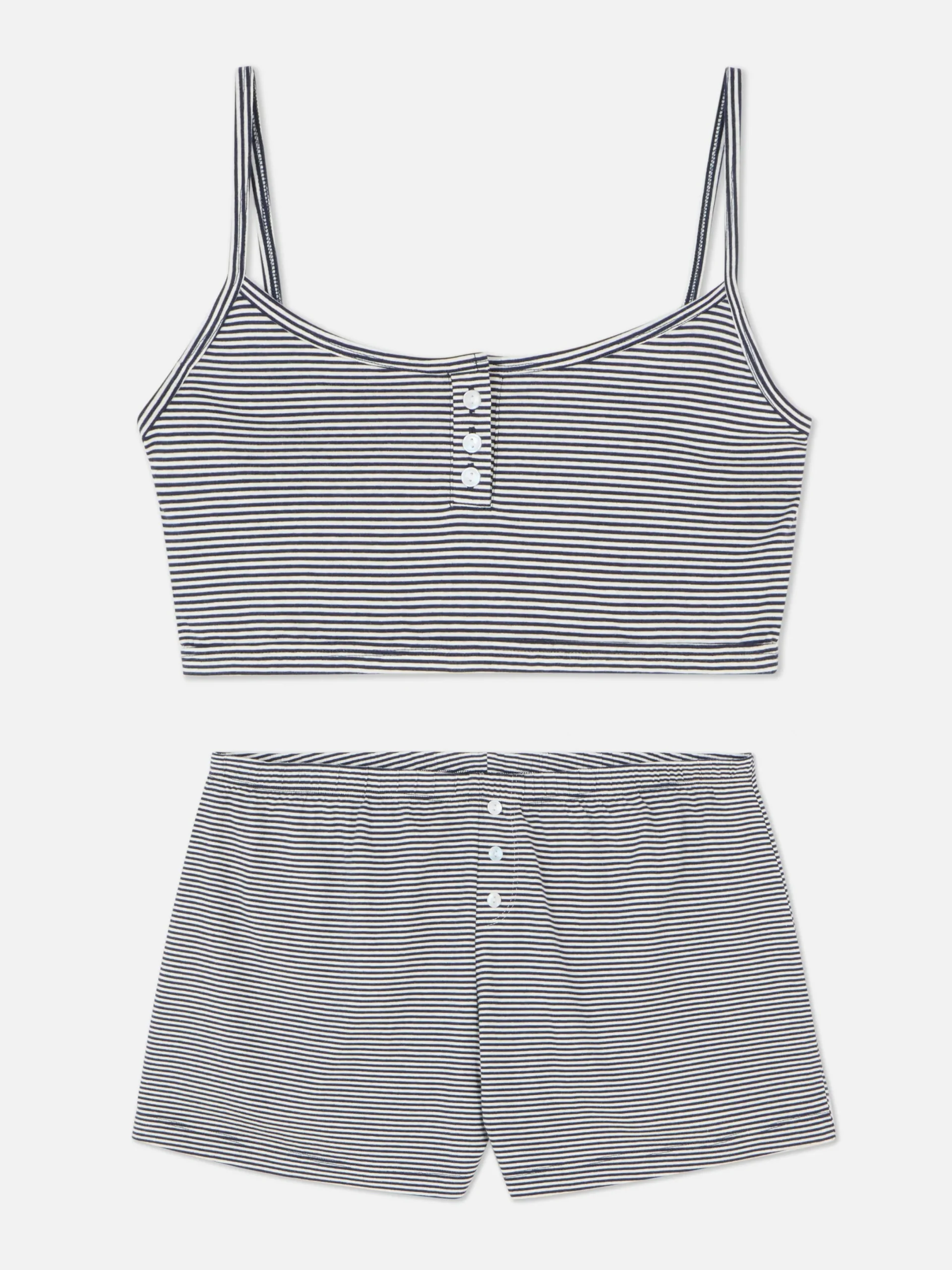 Ensembles Pyjamas|Primark Pyjama Caraco Court Et Short Bleu marine