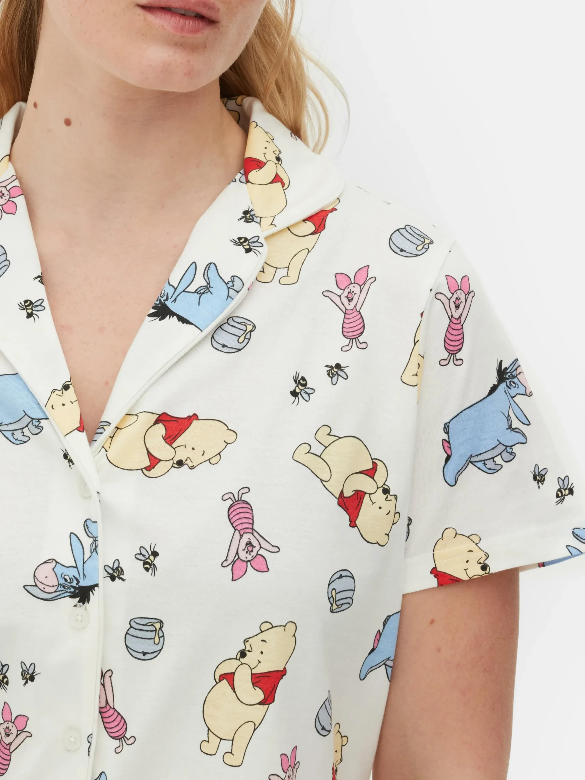 Ensembles Pyjamas|Primark Pyjama Chemise Et Short Disney Winnie L'ourson Ivoire
