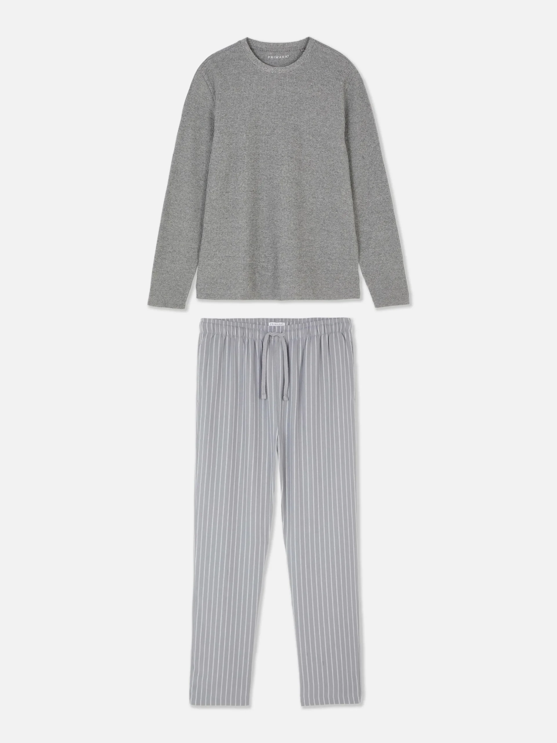 Pyjamas|Primark Pyjama En Coton Brossé à Rayures Gris
