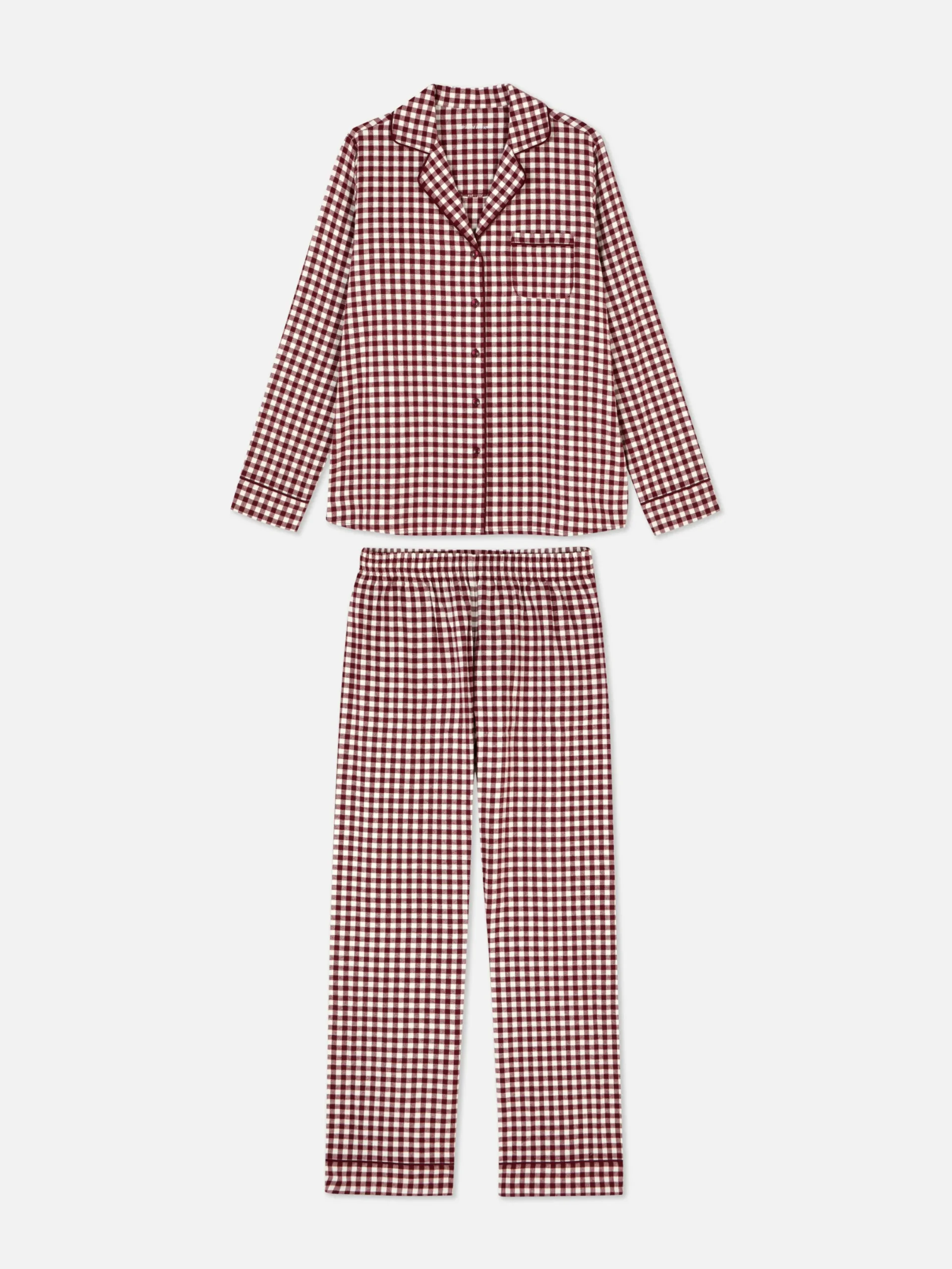 Ensembles Pyjamas|Primark Pyjama En Flanelle à Manches Longues Bordeaux