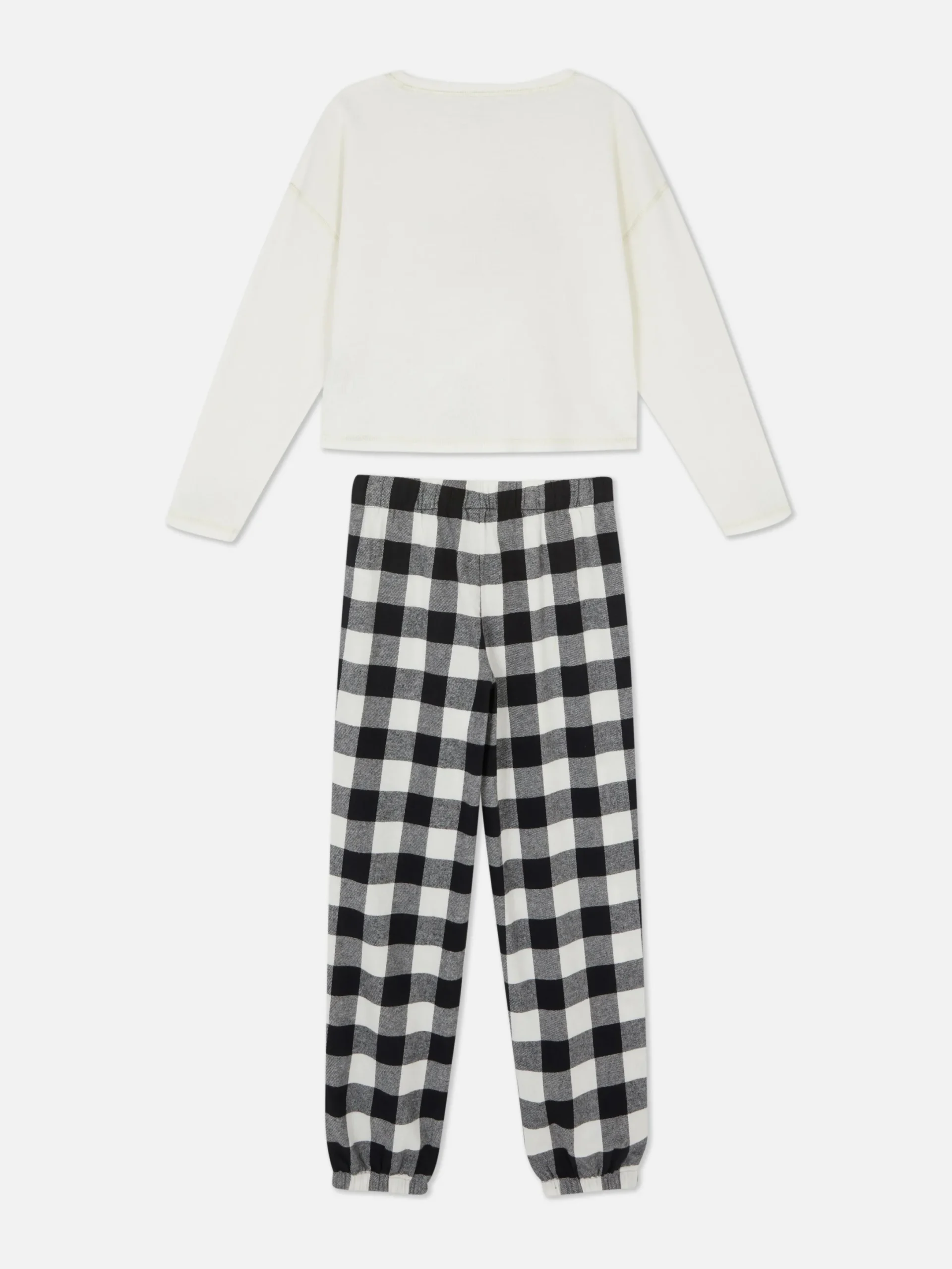 Pyjamas Et Vêtements De Nuit|Primark Pyjama En Flanelle Brodé Noir/Blanc