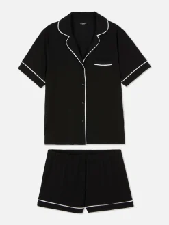Ensembles Pyjamas|Primark Pyjama En Jersey à Manches Courtes Noir