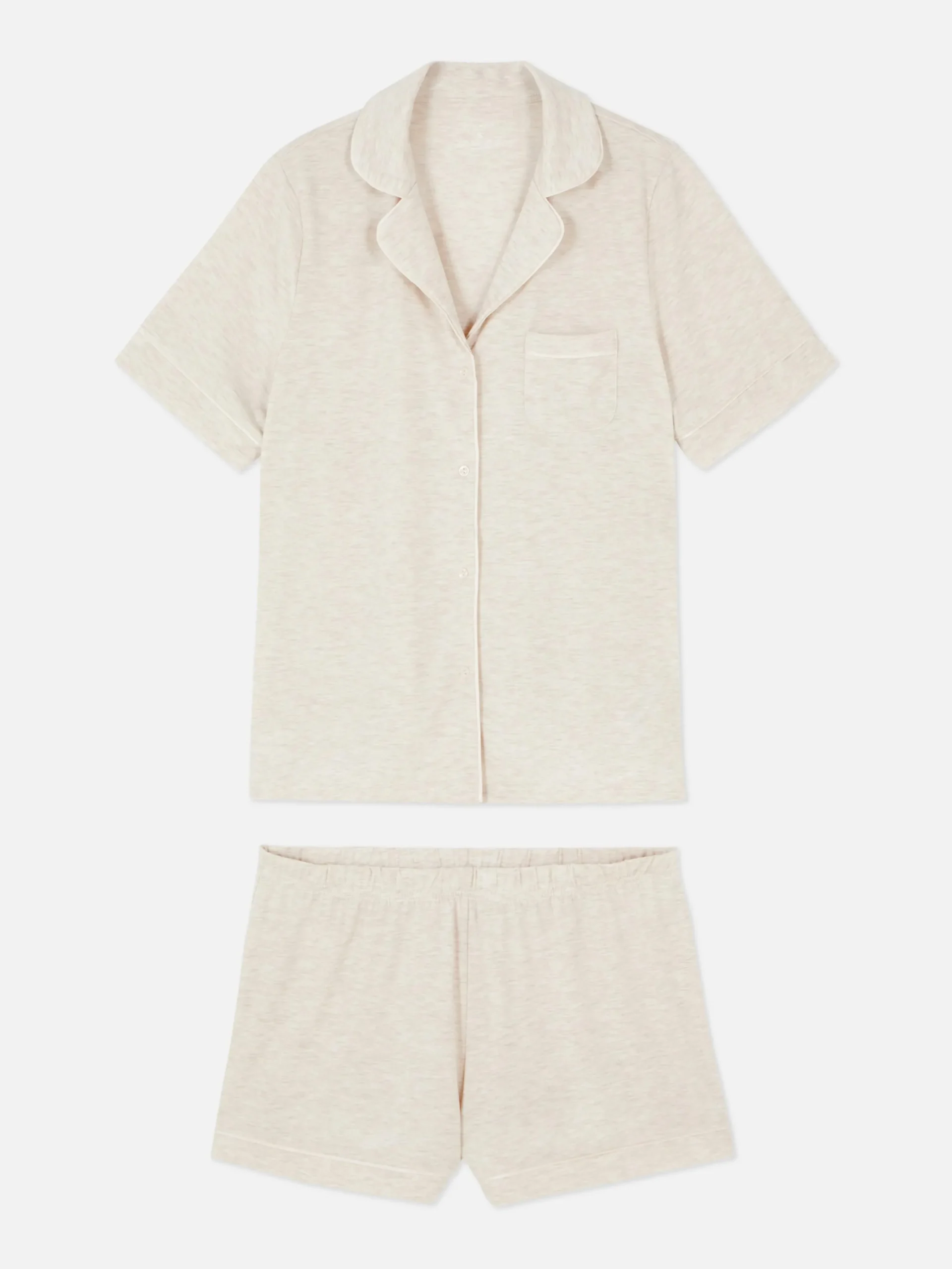 Ensembles Pyjamas|Primark Pyjama En Jersey à Manches Courtes Écru
