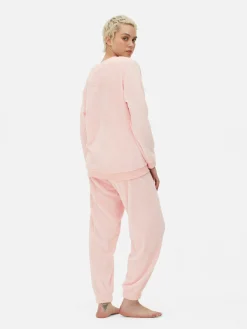 Ensembles Pyjamas|Primark Pyjama En Molleton à Manches Longues Rose