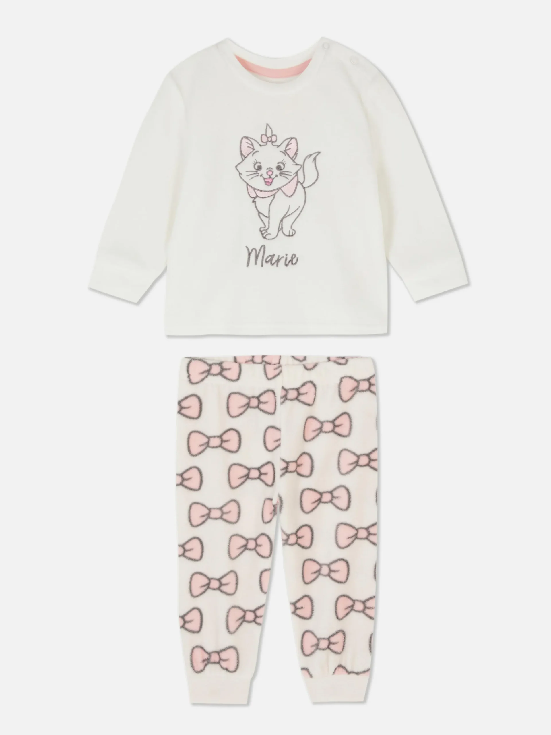 Pyjamas Et Vêtements De Nuit|Primark Pyjama En Molleton à Manches Longues Disney Les Aristochats Marie Écru
