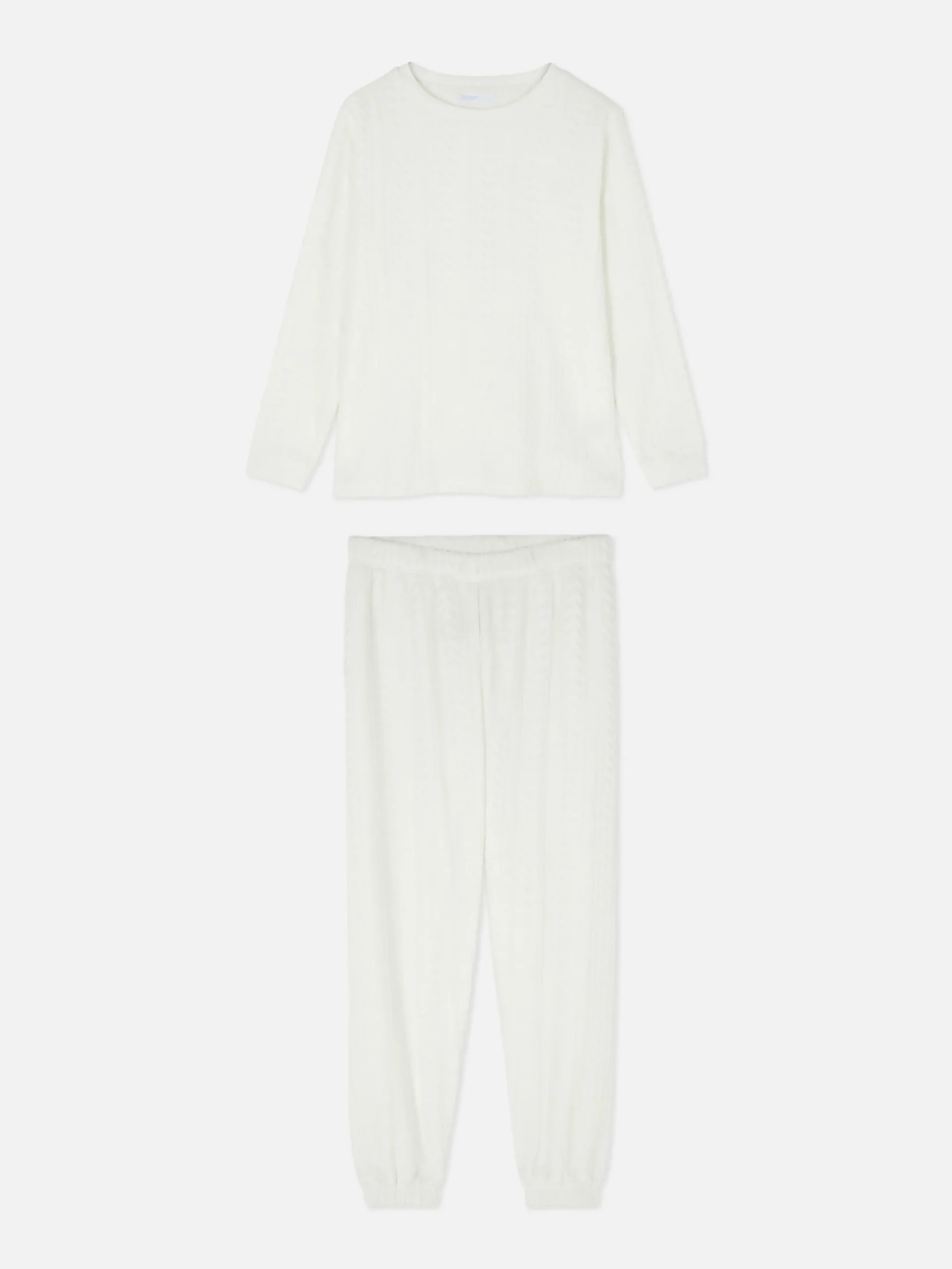 Ensembles Pyjamas|Primark Pyjama En Molleton Doux Blanc