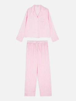 Ensembles Pyjamas|Primark Pyjama En Satin à Manches Longues Rose