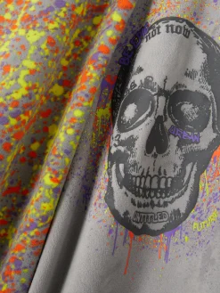 Pyjamas Et Vêtements De Nuit|Primark Pyjama En Velours Crâne Et éclaboussures De Peinture Gris