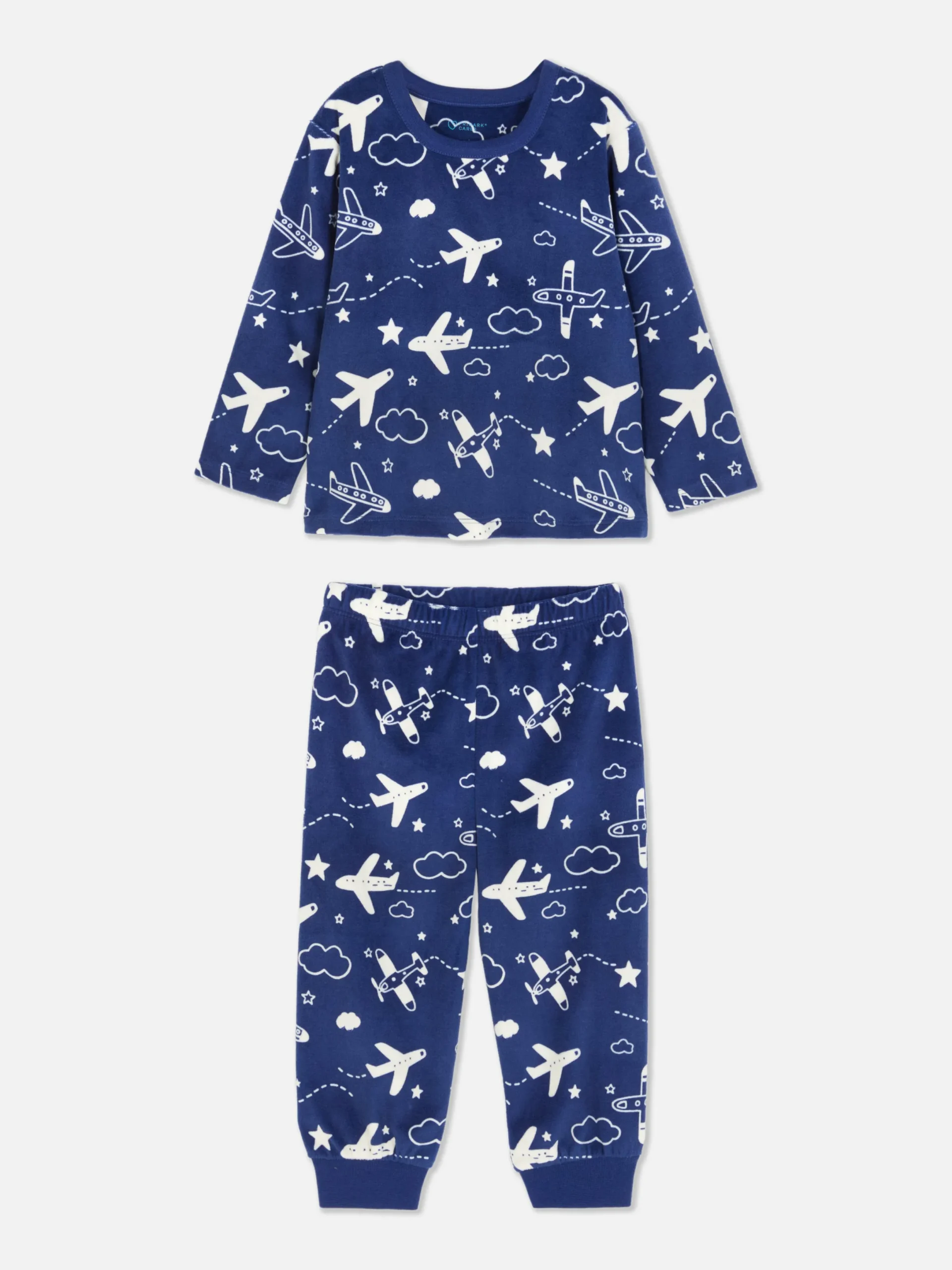 Pyjamas Et Vêtements De Nuit|Primark Pyjama En Velours Graphique Bleu