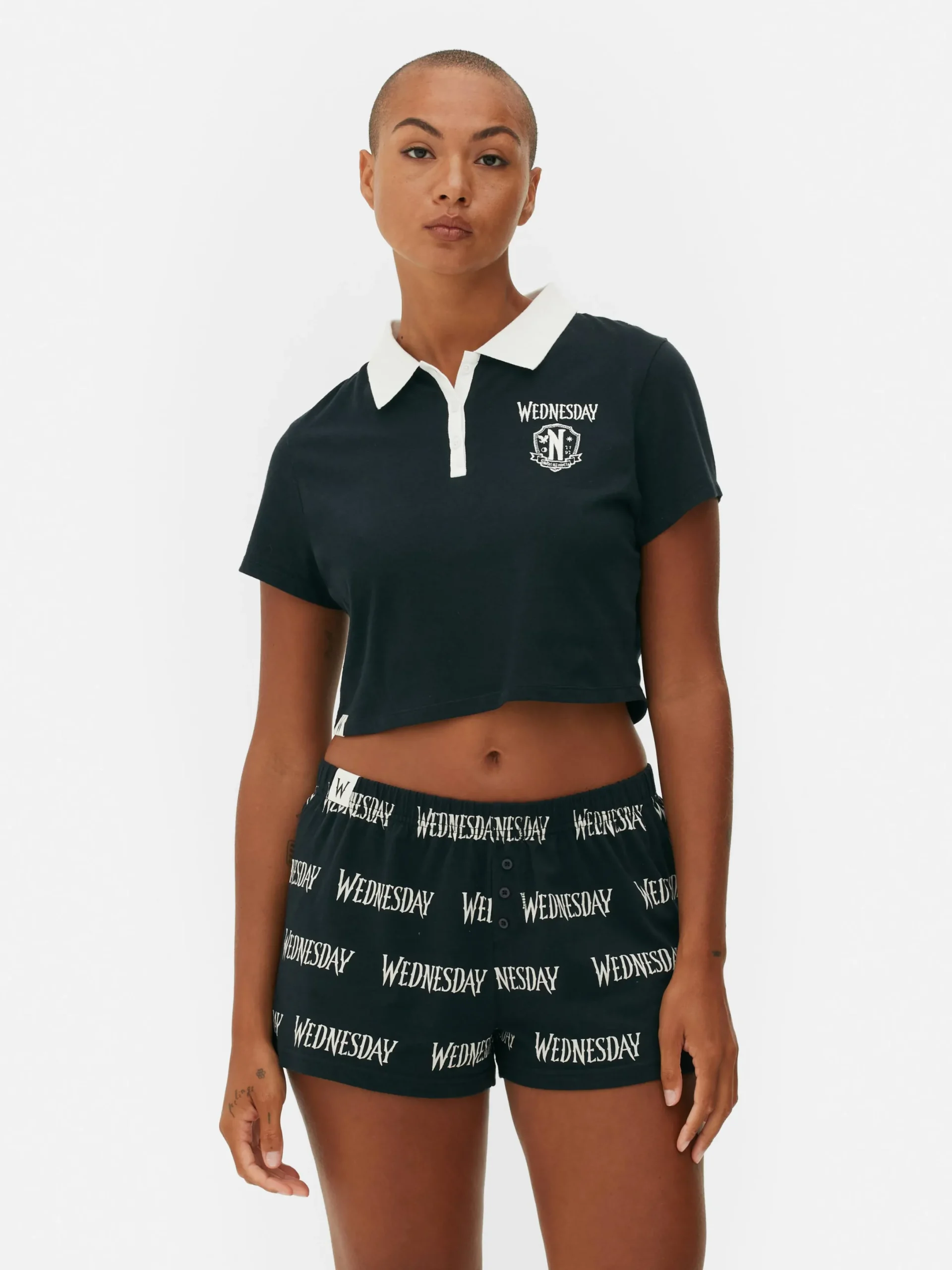 Tout Halloween|Ensembles Pyjamas|Primark Pyjama Short Mercredi Addams Noir