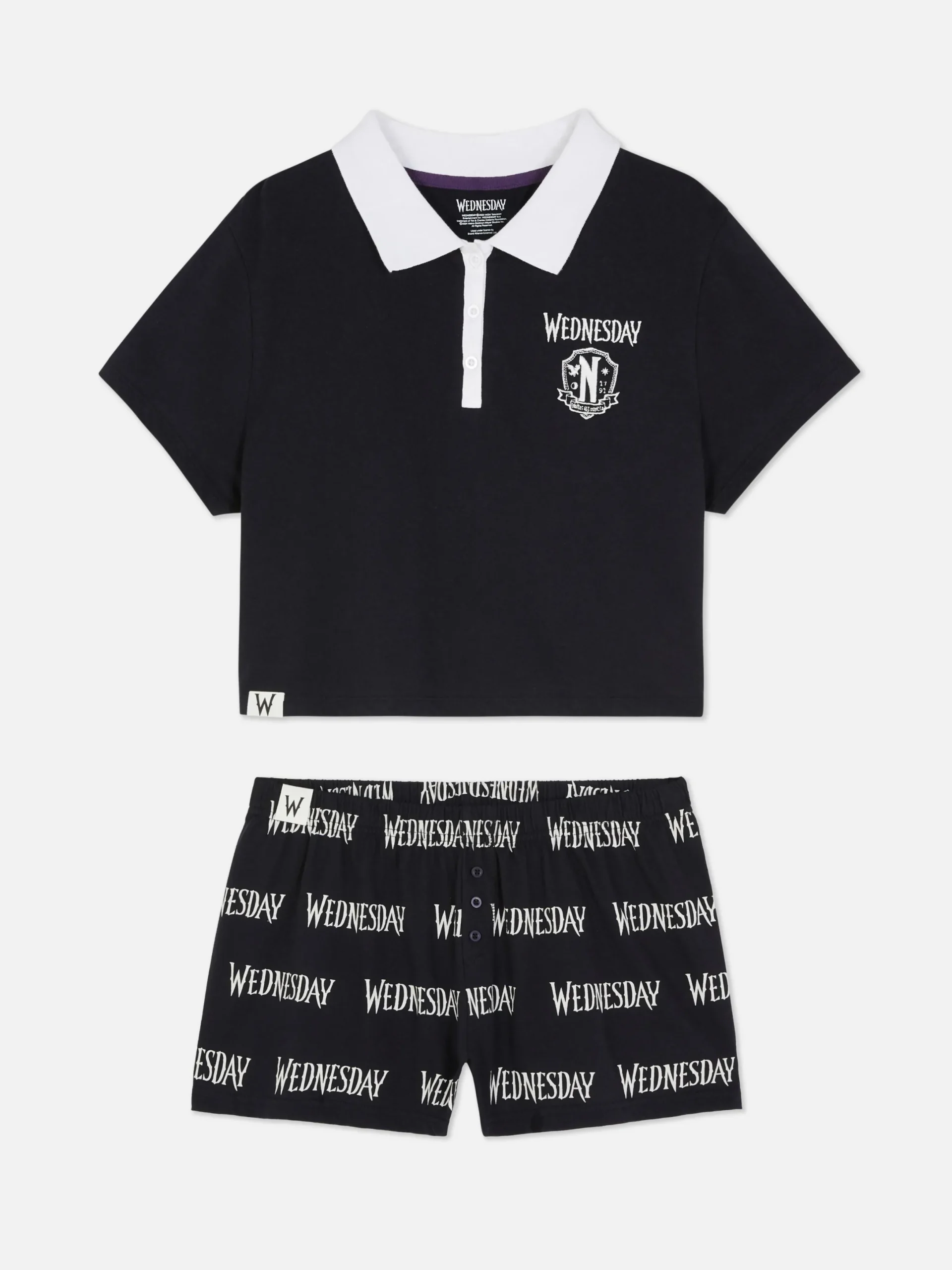Tout Halloween|Ensembles Pyjamas|Primark Pyjama Short Mercredi Addams Noir