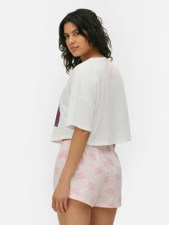 Ensembles Pyjamas|Primark Pyjama T-shirt Court Et Shorty Emily In Paris Blanc