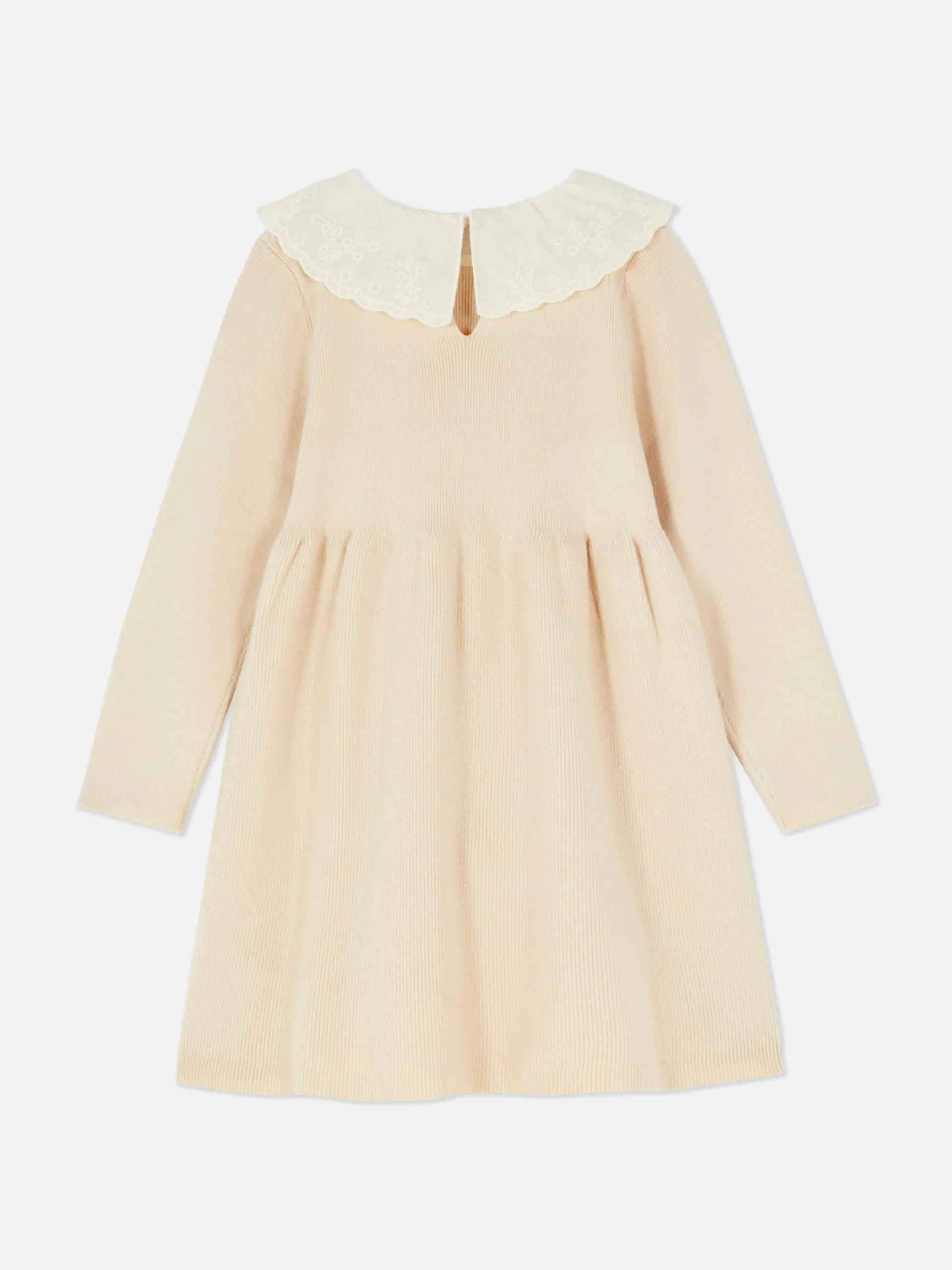 Robes|Primark Robe En Maille à Col Brodé Beige