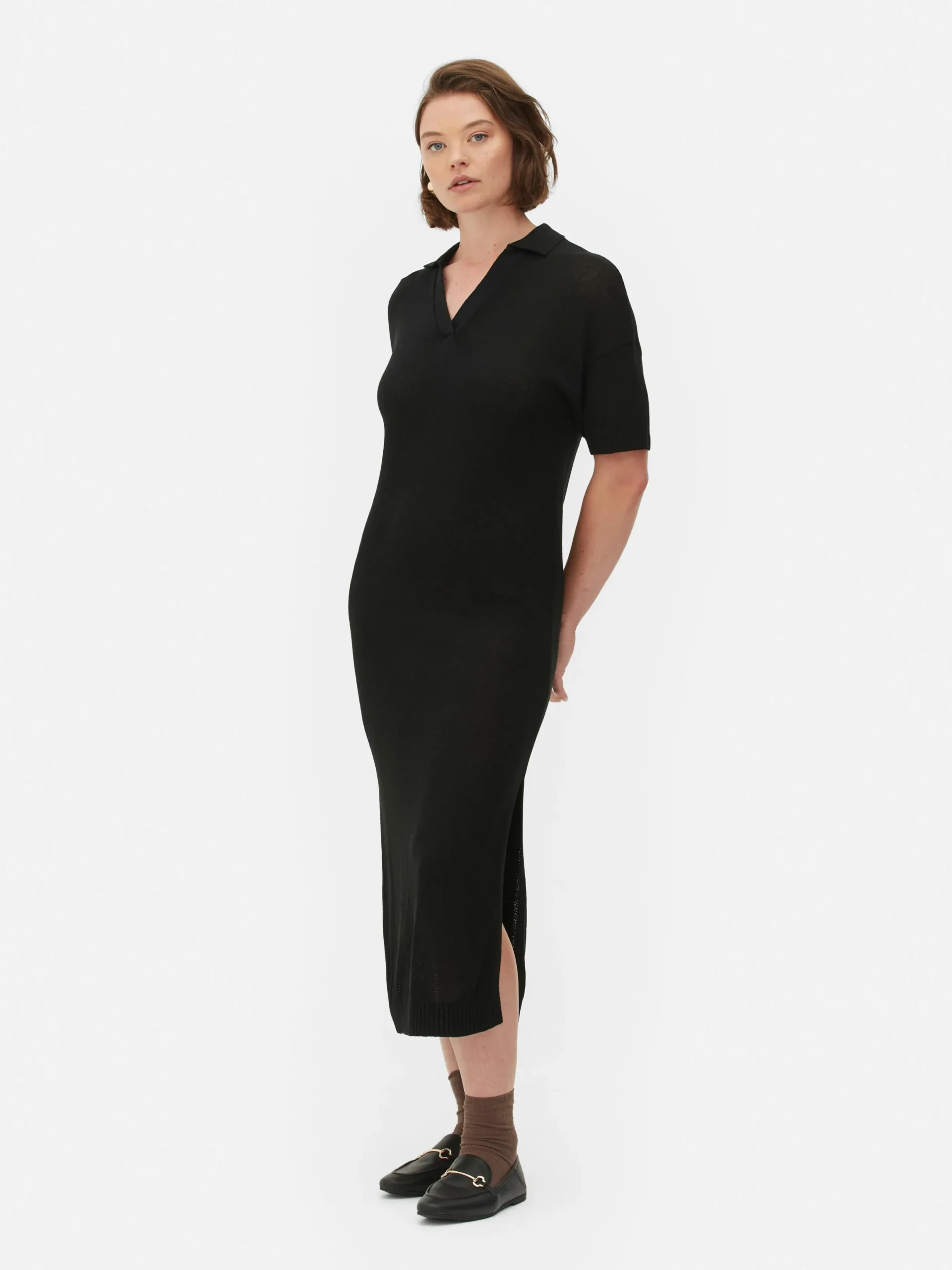 Robes|Primark Robe Mi-longue Avec Col En V Noir