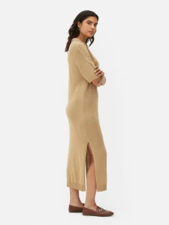 Robes|Primark Robe Mi-longue Avec Col En V Beige