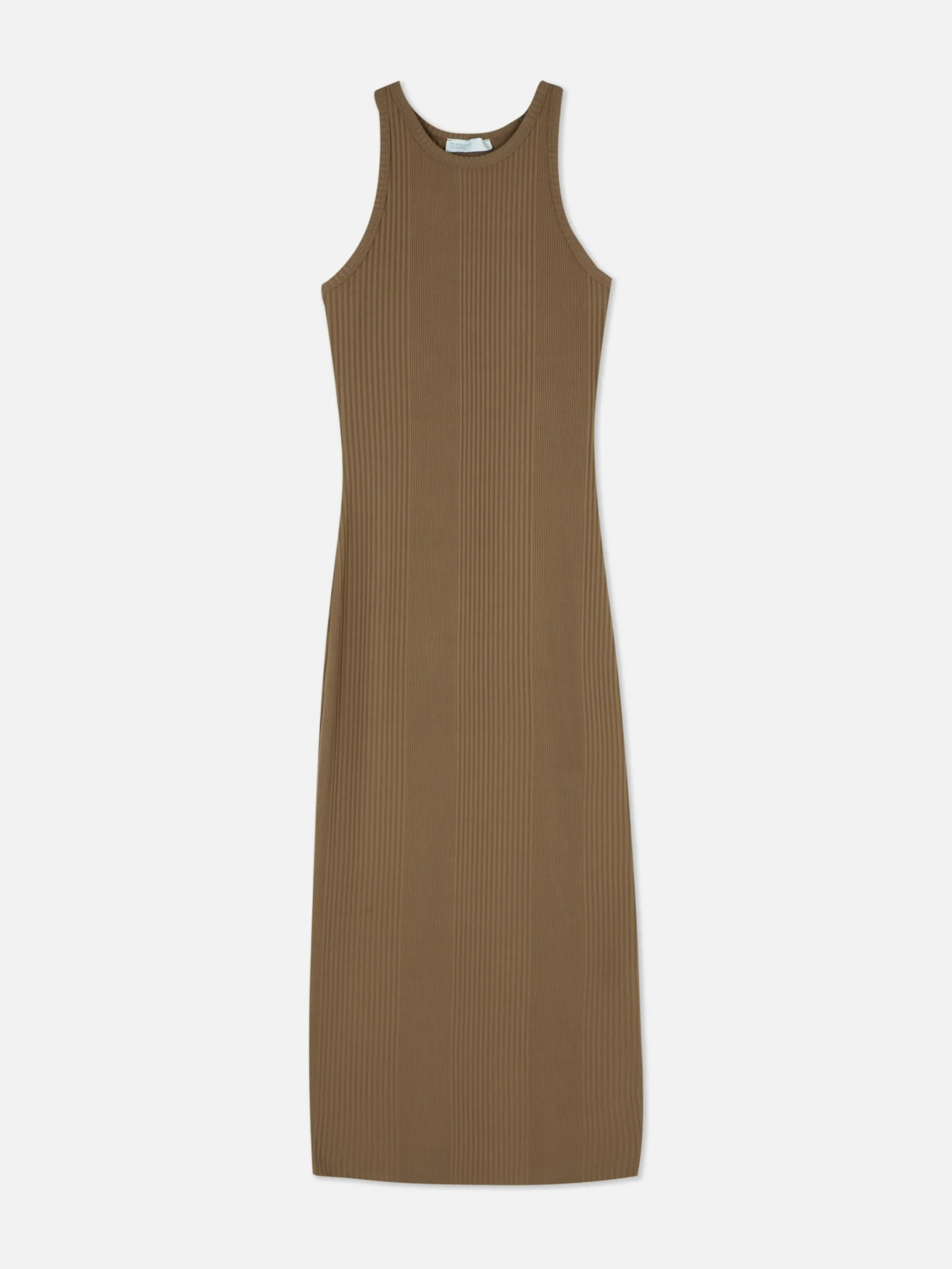 Robes|Primark Robe Mi-longue Côtelée à Dos Nageur Beige