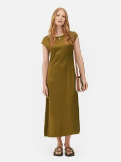 Robes|Primark Robe Mi-longue En Satin The Edit Doré
