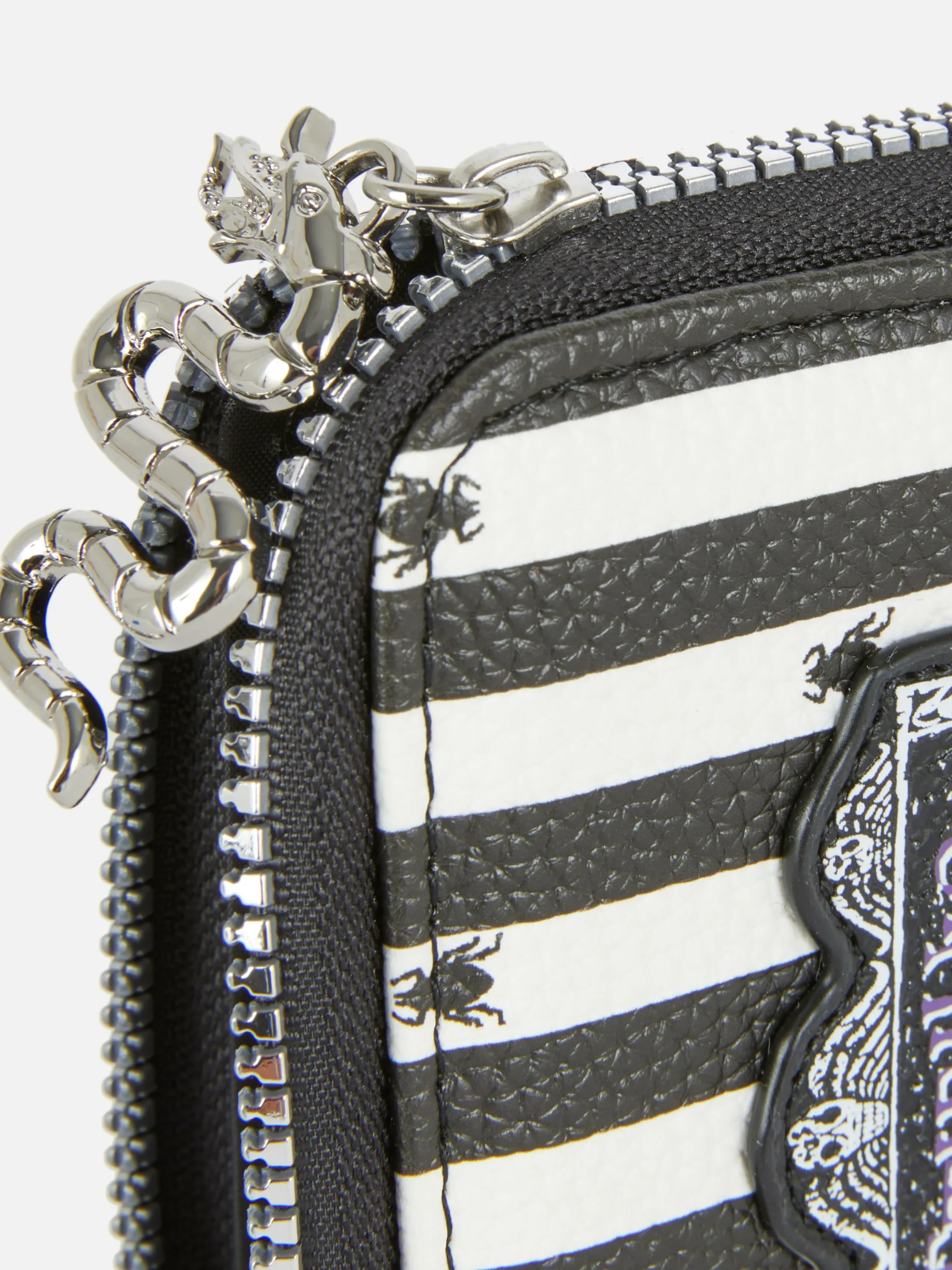 Beetlejuice|Accessoires Halloween|Primark Sac à Main Zippé Beetlejuice Noir/Blanc